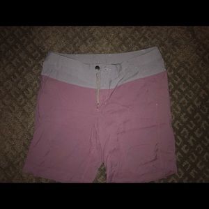 Lululemon shorts. Burgundy and gray.